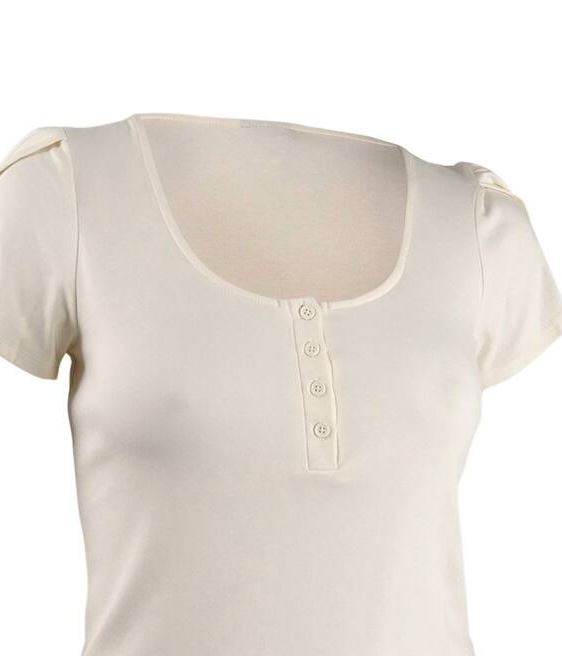 Blusa Henley com manga tulipa Becca Tilley X para mulheres Bar III, branca, tamanho grande