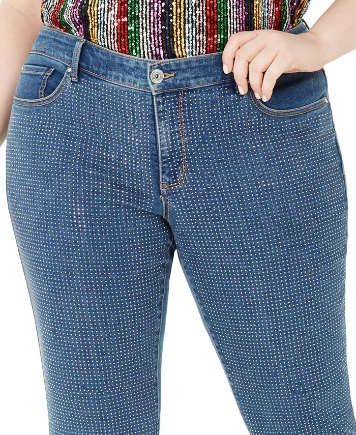Calça jeans skinny feminina plus size com bolinhas, da INC International Concepts, azul, tamanho 18W