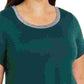 Top feminino Alfani com gola metálica, verde, tamanho 3X