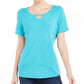 Karen Scott Top Feminino com Tachas e Decote em V Preto Tamanho Médio