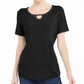 Karen Scott Top Feminino com Tachas e Decote em V Preto Tamanho P