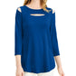 Blusa feminina Alfani com recorte frontal e ombros descobertos, azul, tamanho médio
