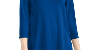 Blusa feminina Alfani com recorte frontal e ombros descobertos, azul, tamanho médio