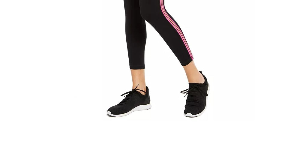 Leggings femininas listradas pop de cintura alta da Ideology, pretas, tamanho X-S