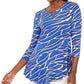 Túnica feminina com ilhós e estampa de corrente JM Collection, tamanho grande, azul-marinho