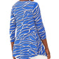 Túnica feminina com ilhós e estampa de corrente JM Collection, tamanho grande, azul-marinho