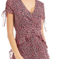 Vestido curto feminino Bar III estampado com babados vermelho escuro tamanho 10