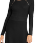 Vestido suéter feminino INC International Concepts com detalhe de zíper e ajuste evasê, preto, tamanho médio
