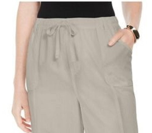 Calça curta feminina Karen Scott de algodão, cinza, tamanho pequeno