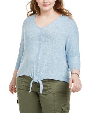 Suéter feminino com bainha amarrada, estilo &amp; co, roxo, tamanho 1X