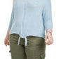 Suéter feminino plus size com amarração na bainha, roxo, tamanho 3X