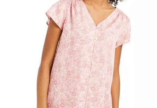 Blusa feminina com estampa floral e botões estilo &amp; co, rosa, tamanho pequeno