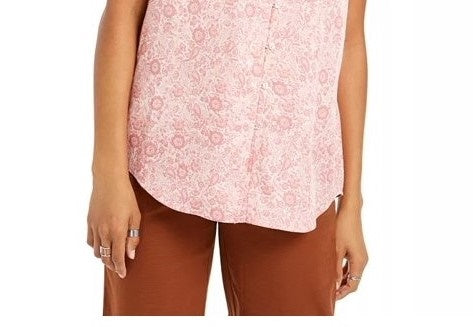 Blusa feminina com estampa floral e botões estilo &amp; co, rosa, tamanho pequeno