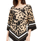 Blusa feminina Alfani com bainha pontuda estampada, bege, tamanho grande