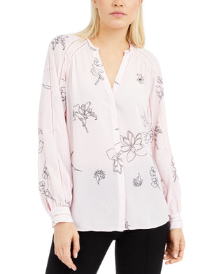 Blusa Alfani Feminina Estampada com Detalhe Inserido Rosa Tamanho Médio