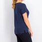 Karen Scott Top Feminino com Cadarço e Camadas Azul Marinho Tamanho Extra Pequeno