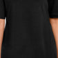 Karen Scott Blusa Feminina de Algodão com Decote Redondo e Manga Cotovelo, Preta, Tamanho P