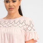 Top de algodão com ilhós e jugo feminino Style &amp; Co, rosa, tamanho pequeno
