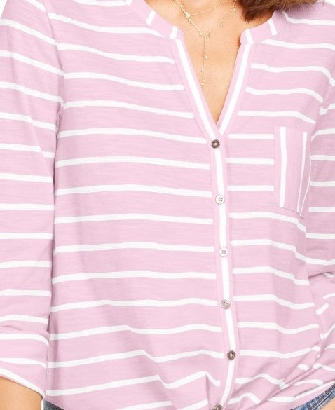 Blusa feminina estampada com amarração frontal, estilo &amp; co, rosa, tamanho extragrande