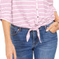 Blusa feminina estampada com amarração frontal, estilo &amp; co, rosa, tamanho extragrande