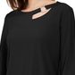 Blusa feminina Alfani com recortes, preta, tamanho pequeno grande