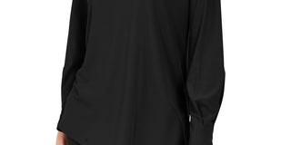 Blusa feminina Alfani com recortes, preta, tamanho pequeno grande
