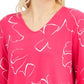 Blusa feminina Alfani com estampa e manga amarrada, rosa, tamanho grande