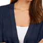 Cardigan feminino JM Collection com mangas divididas e nervuras mistas, azul, tamanho pequeno
