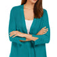 Cardigan feminino JM Collection com mangas divididas e nervuras mistas, azul, tamanho X-S