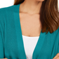 Cardigan feminino JM Collection com mangas divididas e nervuras mistas, azul, tamanho X-S
