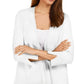 Cardigan feminino JM Collection com mangas divididas e nervuras mistas, branco, tamanho pequeno