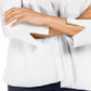 Cardigan feminino JM Collection com mangas divididas e nervuras mistas, branco, tamanho pequeno
