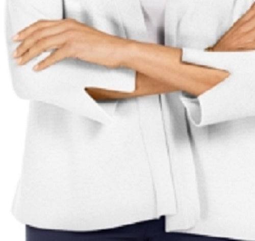 Cardigan feminino JM Collection com mangas divididas e nervuras mistas, branco, tamanho pequeno