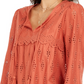 Blusa feminina com ilhós e borlas, estilo &amp; co, marrom, tamanho extrapequeno