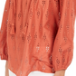 Blusa feminina com ilhós e borlas, estilo &amp; co, marrom, tamanho extrapequeno