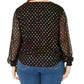 Blusa feminina com amarração frontal e bolinhas da INC International Concepts, preta, tamanho 4X