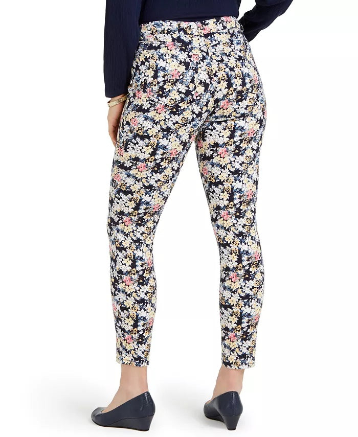 Calça jeans feminina Charter Club Bristol Tummy-Control estampada SkinNY azul tamanho 16