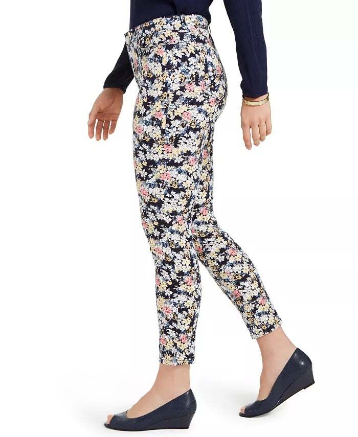 Calça jeans feminina Charter Club Bristol Tummy-Control estampada SkinNY azul tamanho 16