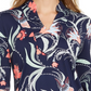 Túnica feminina de malha com manga 3/4 e estampa paisley, azul, tamanho XX-G