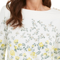 Charter Club Blusa feminina com estampa floral e gola canoa, branca, tamanho X-S