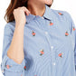 Camisa feminina estampada Charter Club, branca, tamanho médio