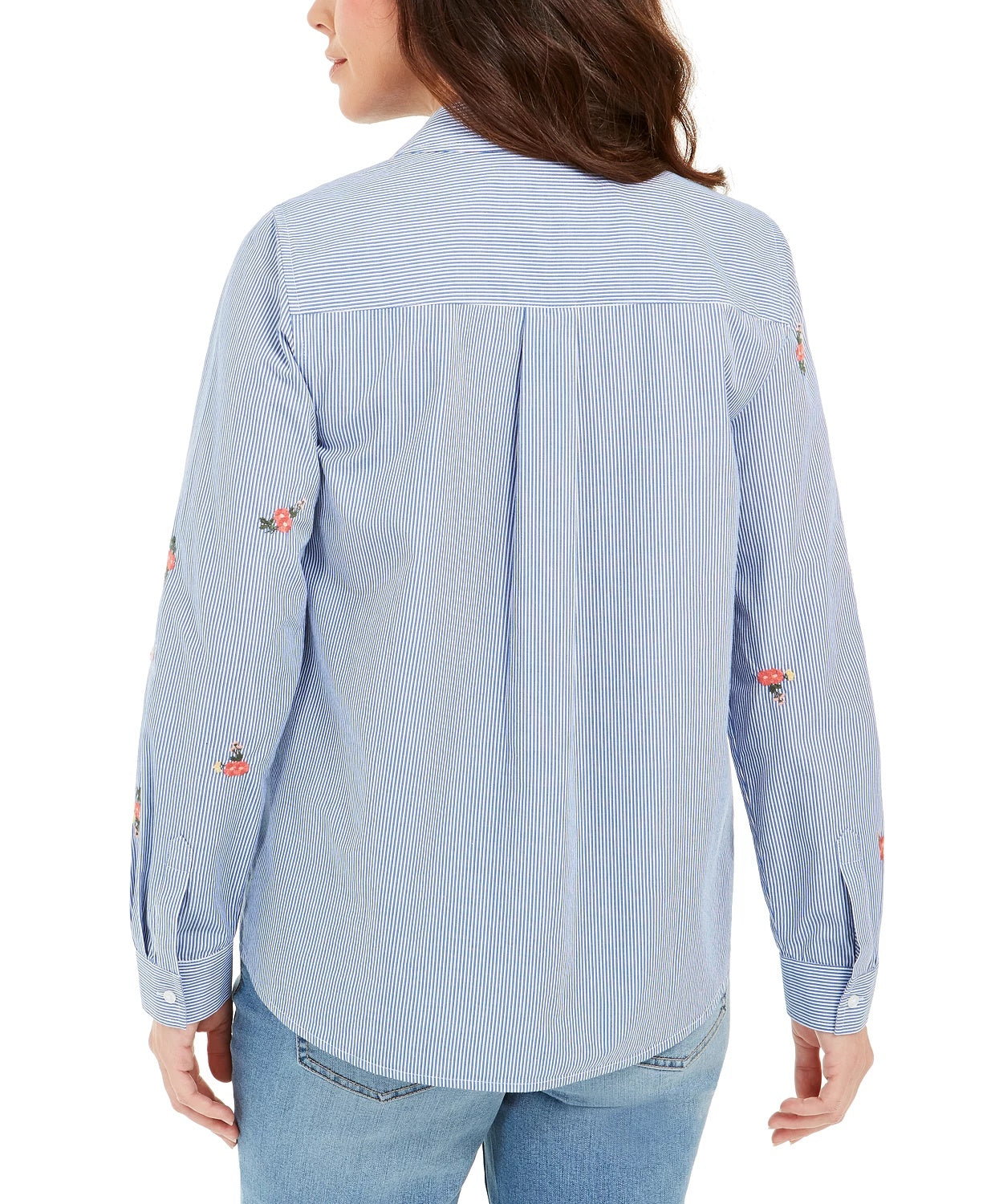 Camisa feminina estampada Charter Club, branca, tamanho médio