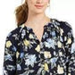 Blusa feminina com estampa floral em georgette, azul, tamanho pequeno, Charter Club