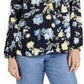 Blusa feminina com estampa floral em georgette, azul, tamanho pequeno, Charter Club