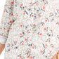 Camisa feminina Charter Club com estampa floral, manga curta, mistura de linho, branca, tamanho X-S