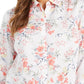 Camisa feminina Charter Club estampada com mangas enroladas e botões frontais em mistura de linho, branca, tamanho pequeno