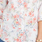 Camisa feminina Charter Club estampada com mangas enroladas e botões frontais em mistura de linho, branca, tamanho pequeno