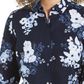 Camisa feminina Charter Club com estampa floral e mistura de linho, azul, tamanho XX-G