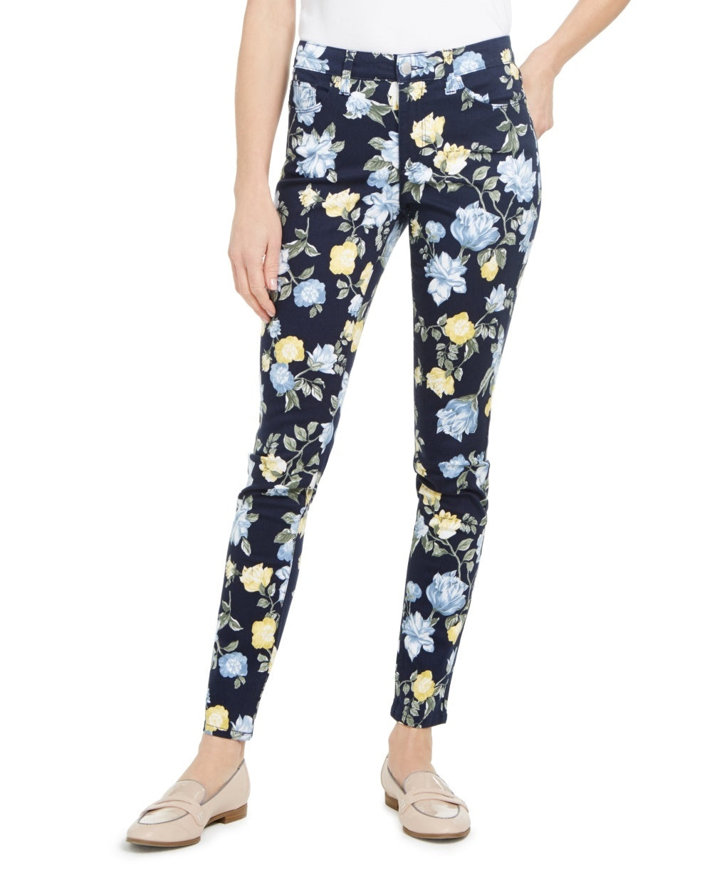 Calça jeans feminina Charter Club Floral Lexington reta, azul, tamanho 10