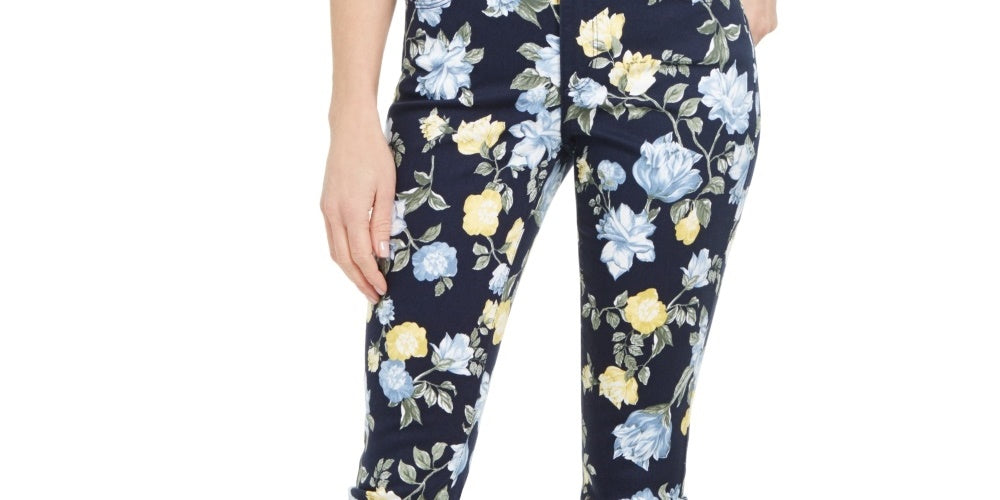 Calça jeans feminina Charter Club Floral Lexington reta, azul, tamanho 10